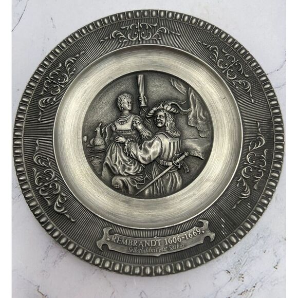 Other - Vintage German WMF Zinn Ges. Gesch 4 3/8" Pewter Plate Rembrandt 1606-1669